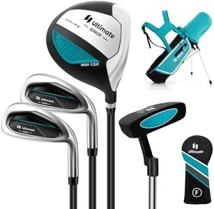 Goplus Junior Complete Golf Club Set for Kids, Right Hand Golf Clubs with Stand Bag, Rain Hood, Golf Practice Set for Ages 5-7,8-10,11-13 Boys Girls (Blue, Ages 5-7, 4PCS)