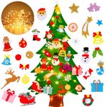 DIY Felt Christmas Trees Decorations with Lightings, 4ft Felt Christmas Tree with 25Pcs Christmas Ornaments, Felt Xmas Tree Presents, Handmade Christmas Door Wall Decorations