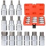 Noosverl Allen Key Socket Set,Hex Bit Set,12 pcs - Screwdriver Bits Hex Bit Set 5-22 mm,1/2" Drive Hex Bit Socket Set