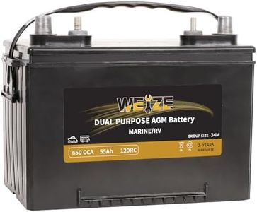 Weize BCI Group 34M Dual Purpose AGM Battery, 120RC 650CCA 12V 55AH Starter & Deep Cycle Sealed Marine & RV Battery