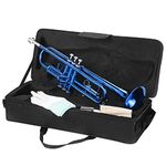 LeSage Bb Trumpet Standard Trumpet for Student Beginner Blue Trumpet with Case 7C Mouthpiece Valve Oil Cleaning Kit Brass Musical Instruments Trumpet