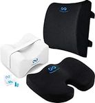 Everlasting Comfort Lumbar Cushion, Knee Pillow, and Seat Cushion Bundle - Enhance Sleep and Office Comfort - Relieve Back Pain, Tailbone Pain, Knee, Foot and Leg Pain