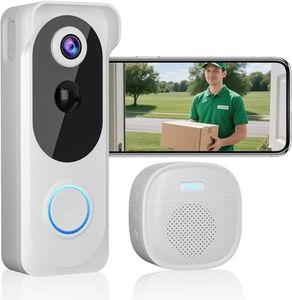 Wireless Video Doorbell with Chime 2K HD No Subscription Security Doorbell Camera PIR Motion Detection Night Vision 2-Way Audio Battery Powered Local/Cloud Storage Compatible with Alexa and Google