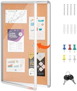 VEVOR 36"x24" Enclosed Cork Board with Aluminum Frame – Lockable Bulletin Board with Acrylic Door & 2 Keys – Weather-Resistant Wall Display Case for School, Home, Office