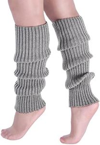 Milumia Women's 1 Pair Ribbed Knit Leg Warmers 80s Boot Long Socks Light Grey One Size