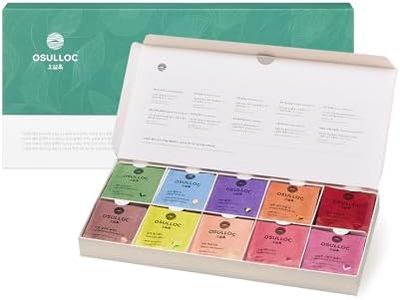 OSULLOC Premium Tea Collection (40 count, 10 flavors x 4 ea), Mothers Day Gifts, Self Care Sampler Gift Box Variety Pack, Premium Organic Pure & Blended Tea from Jeju