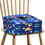 Booster Seat for Dining Table Portable Washable Chair Increasing Cushion Dismountable Adjustable Highchair Booster Travel Chair Seat Pad Heightening Mat for Kids (Blue Dinosaur Upgrade)