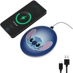 Disney Lilo and Stitch Wireless Charging Pad- Gifts for Fans of Stitch Stuff and Accessories- Universally Compatible Stitch Wireless Charging Station for All Qi Enabled Phones (Stitch Face)