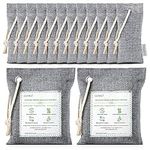 CLEVAST 14 Pack Bamboo Charcoal Air Purifying Bags(2x200g, 12x50g) Activated Natural Home Odor Absorber, Deodorizer and Moisture Eliminator, Purifier for Closet, Shoe, Car Air freshener, Pet Safe