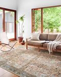 Loloi II Wynter Collection WYN-02 Auburn/Multi 8'-6" x 11'-6", .13" Thick, Area Rug, Soft, Durable, Printed, Vintage Inspired, Low Pile, Non-Shedding, Easy Clean, Living Room Rug