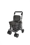 Prestige Shopping Trolley with Seat & Backrest/Walking frame/Seated Mobility Trolley/Stroller 6 wheel (FULLY ASSEMBLED in UK READY TO USE!) (Black)