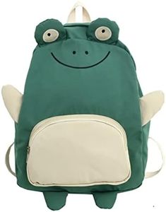 KOWVOWZ Kawaii Frog Large Novelty Backpack Girl Boy Teen Cute Funny Panda Animal High School Backpack Laptop Bookbag, Frog, Large, Classic