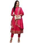Kurta Set For Women Cotton Tunic Suit Sets Indian Summer Dress, Pink-44, Medium