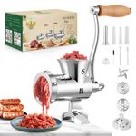 Huanyu Manual Meat Grinder Stainless Steel Meat Mincer with Sausage Stuffer and Cookie Attachment Dishwasher Safe Hand Meat Grinder for Beef Pork and Vegetables Meat Grinders (No.5)