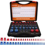 44pcs Nut and Bolt Thread Checker, Thread Gauge for Tricky Areas, 23 Inch & 21 Metric Sizes, Suitable for Inspecting Fixed Bolts or Threaded Holes, Bolt and Nut Identifier Gauge Tool Box