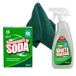 Bicarbonate of soda for Cleaning & White Vinegar for Cleaning (Baking Soda for cleaning),White Vinegar Cleaning Spray and Wilosc Microfibre Cloth Set |