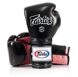 Fairtex BGV9 Muay Thai for Professional Boxers & Trainers |Mexican Style Glove for Hard Hitters | MMA Gloves for Martial Arts|Light Weight & Shock Absorbent 12 oz Boxing Gloves-Black/Pink/Blk Piping