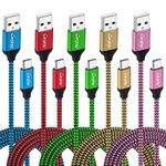 USB Type C Cable, 【5Pack 6ft】 Canjoy USB C Charger Cable Braided Fast Charging Cord Compatible Samsung Galaxy S10 S10e Note 8 9 S8 S9 S10 Plus