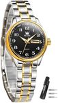 OLEVS Ladies Elegant Two Tone Watches for Women - Gold & Silver Stainless Steel, Small Wrists, Business & Dress Watches with Date & Day Function, Female Watch, Reloj para Mujer