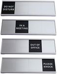 Bilyglewarwof Do Not Disturb Sliding Aluminum Signs Privacy Sign American minimalist 2023 newest,Please Knock Sign, In a Meeting Sign,out of office sign for door (Aluminum alloy silver)