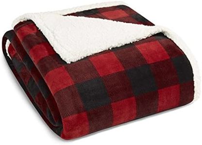 Eddie Bauer - Queen Blanket, Reversible Sherpa Fleece Blanket, Buffalo Plaid Bedding, Super Soft Home Decor for All Seasons (Red Check, Queen)