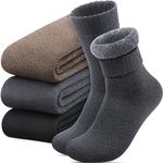 Reamphy Thermal Socks for Men 7-13, Thick Winter Socks Mens, Soft Chunky Warm Classic Pure Hiking Walking Boot Crew Socks, 3 Pairs