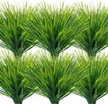 Uieke 12 Bundles Artificial Grass Plants Outdoor UV Resistant Fake Grass Plants No Fade Faux Plastic Plants for Outside Garden Window Box Planter Decor (Green)