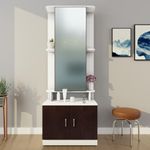 VIKI |Dressing Table with Mirror and Door, Dressing Table Organizer and Storage,Vanity & Makeup Cabinet, Bedroom,180cms(H)*70cms(W)*40cms(D) |1 Year Warranty, Free Assembly|Frosty White & Dark Wenge