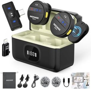 NEEWER Kabelloses Lavalier Mikrofon für iPhone Lärmunterdrückung Mini Ansteckmikrofon Set mit USB C OTG Lade Etui 24H Akku 200m Reichweite Kompatibel mit iPhone 16 15 Android Telefon PC Laptop, KM18