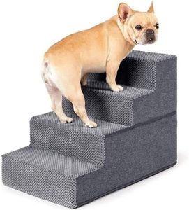 Dog Stairs for High Bed 23”H, 45.7cm Height 4-Step Pet Dog Steps for Small Dogs and Cats, Pet Stairs for High Bed Climbing, Non-Slip Balanced Pet Step Indoor, Removable & Washable Cover, Grey