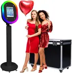 ZLPOWER Photo Booth for Any Ipad Photo Booth Stand Shell with Free Custom Logo Remote Control RGB Beauty Ring Lights Portable Photobooth Machine and Flight Case Perfect for Parties Wedding Events
