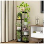 MetalTouch Multi-Tiered Metal Flower Pot Stand - Indoor 6 Layer Tier Iron Plant Pot Display Rack Plant Pot Holder Tall Plant Flower Shelf for Living Room Balcony Living room & Court Garden (Black)