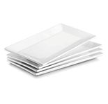 DOWAN Porcelain Serving Platter, Rectangle White Serving Plates Set of 4, Restaurant Serving Dishes for Meat, Appetizers, Dessert, Sushi, Party - 9.7 x 5.4 Inches