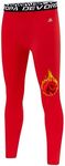 DEVOROPA Youth Boys' Compression Leggings Sports Tights Fleece Lined Thermal Base Layer Pants Red M