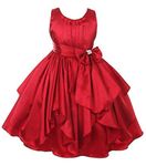 Fairy Dolls Girls Knee Length Satin Dress (SATINMIX012_Red_10-11 Years)