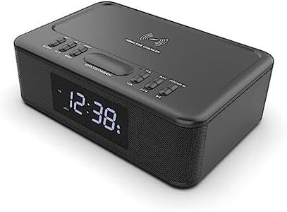 Lenoxx Wireless Charging Wireless Technology Alarm Clock - Black, Sleek Design, 10W Quick Charge, 2-in-1 Functionality for Effortless Charging and Wake-Up Convenience