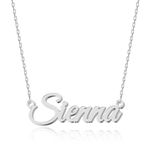 UMAGICBOX Personalized Silver Name Necklace Sienna - Customizable Engraved Stainless Steel Pendant for Women - Unique Gift for Birthdays, Anniversaries, Graduations, and Valentine's Day