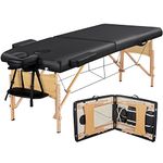 Yaheetech 28" Wide Massage Tables Portable Tattoo Table Lash Bed for Eyelash Extensions Height Adjustable Salon Face Cradle Bed with Non-Woven Bag, Black