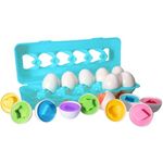 Kids First Step Egg Matching Shape Theme 12 Multicolor Eggs Matching Game Educational Toys for Kids (Blue)