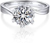 MomentWish Engagement Rings, 2Carat Moissanite Rings for Women, D Color VVS1 Moissanite Promise Ring 925 Sterling Silver Solitaire Ring-Size5.5