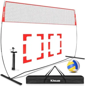 Freestanding Volleyball Net Set for Backyard - 12FT Portable Outdoor Volleyball Net Training Equipment with Soft Volleyball, Pump, Boundary Mark and Carry Bag for Park, Beach Games, Volleyball Sports