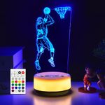 Basketball Night Light Basketball Gifts for Boys, Basketball Lover 14 Colors LED Bedroom Sports Decor Lamp with Remote Control/Entity Key/Timer, Birthday Gifts for Boys&Girls (Basketball)