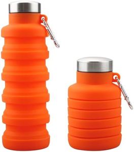 Rumyve Silicone Water Bottle,Collapsible Portable Travel Bottle,Leakproof Sports Bottles Outdoor Accessories for Hiking Camping Running(Orange)