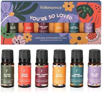 Folkulture Essential Oil Set for Diffuser, Set of 6 Organic Essential Oils for Diffusers for Home, Aromatherapy Diffuser Oil Scents - Patchouli, Jasmine, Rose, Apple Tree, Oud, Cedar - You're so Loved