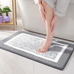 COLOR&GEOMETRY Microfiber Soft Bath Mat 40 x 60 cm, Non-slip Bathroom Mats, Machine-washable Shower Water Absorbent Bath Rug Bathroom Floor Mats (Grey)