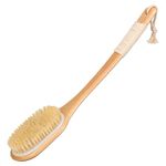 SAUNNIHEN Wooden Body Brush Back Scrubber, 44.5CM Shower Brush Long Handle, Natural Bristles Dry Brushing Body Brush for Lymphatic Drainage Exfoliating Cellulite