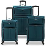 U.S. Traveler Anzio Softside Expandable Spinner Luggage, Teal, Checked-Large 30-Inch, Anzio Softside Expandable Spinner Luggage