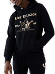 True Religion Men's Metallic Buddha Fleece Hoody, Black, Large