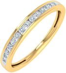 FINEROCK 1/5 Carat Channel Set Diamond Wedding Band Ring in 14K Solid Gold, Metal stone, White Diamond