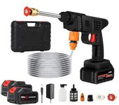 M MINGLE Car Washer High Pressure Cordless Portable Wireless Washer Gun with 2 Batteries High Pressure Water Gun for Car Wash Bike Washing Cleaning| Adjustable Nozzle and 5M Hose Pipe